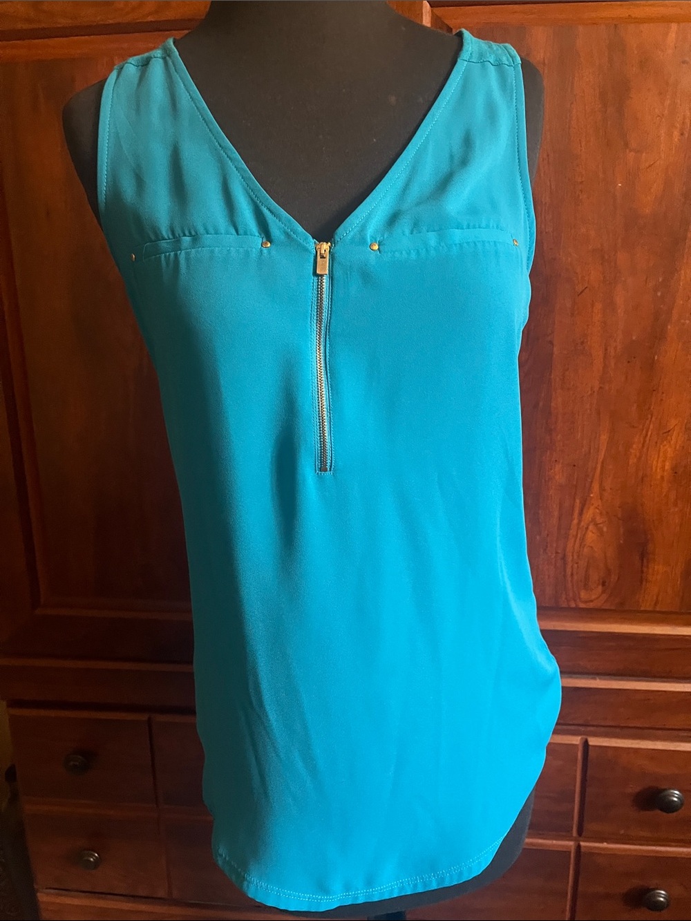 Express Teal Zip-Front Sleeveless Camisole